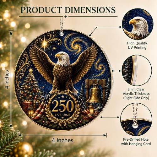 Christmas Decorations - Christmas Ornaments - 250 Anniversary USA Merchandise - Christmas Ornament 2026, alternate view 5