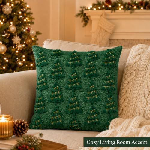 Christmas Decorations - Christmas Tree Green Pillow Covers 18x18 inch in 18x18 inch in Green, alternate view 2