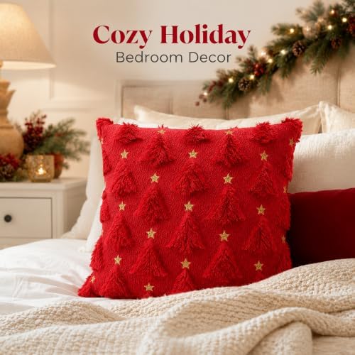 Christmas Decorations - Christmas Tree Red Pillow Covers 18x18 inch in 18x18 inch in Red Christmas, alternate view 2