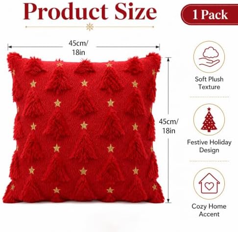 Christmas Decorations - Christmas Tree Red Pillow Covers 18x18 inch in 18x18 inch in Red Christmas, alternate view 3
