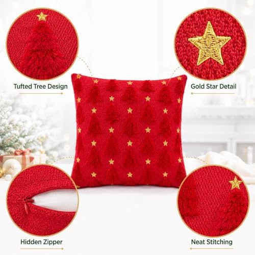 Christmas Decorations - Christmas Tree Red Pillow Covers 18x18 inch in 18x18 inch in Red Christmas, alternate view 4