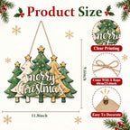 Christmas Decorations Green Gold Christmas Tree Merry Christmas Wood Sign, alternate view 3