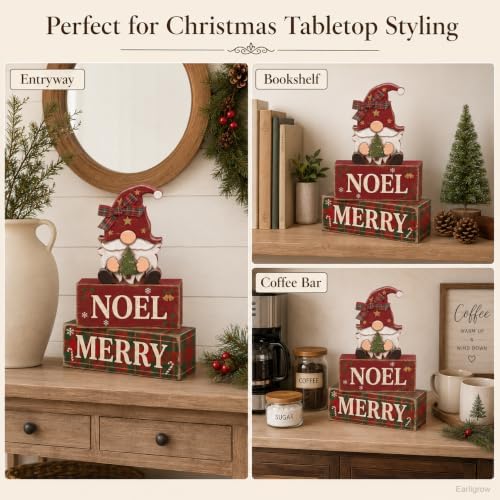 Christmas Decorations Indoor, 4pcs Christmas Plaid Gnomes Home Decor, alternate view 6