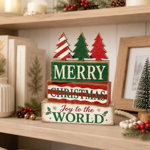 Christmas Decorations Indoor, 4pcs Rustic Christmas Tree Home Decor, alternate view 2