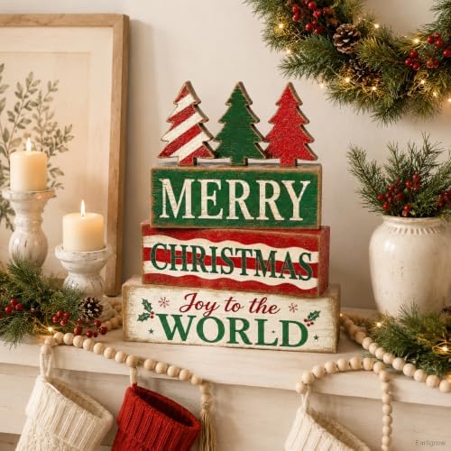 Christmas Decorations Indoor, 4pcs Rustic Christmas Tree Home Decor, alternate view 5