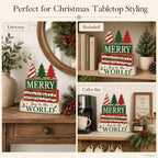 Christmas Decorations Indoor, 4pcs Rustic Christmas Tree Home Decor, alternate view 6