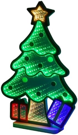 Christmas Decorations Indoor, Christmas Tree Infinity Mirror Tunnel Light - 3D Endless Extension LED Night Lamp