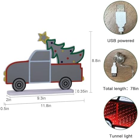 Christmas Decorations Indoor, Christmas Tree Truck Infinity Mirror Tunnel Light, 3D Endless Extension LED Night, alternate
