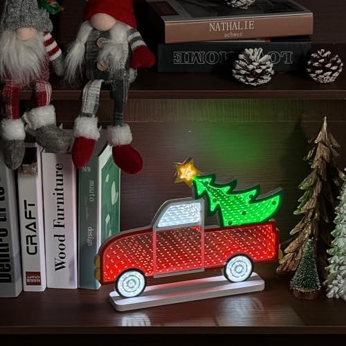 Christmas Decorations Indoor, Christmas Tree Truck Infinity Mirror Tunnel Light, 3D Endless Extension LED Night, alternate