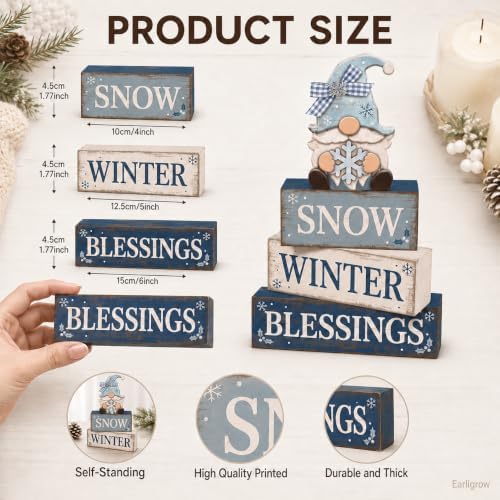 Christmas Decorations Indoor, Christmas Winter Snowflake Gnome Home Decor, alternate view 4