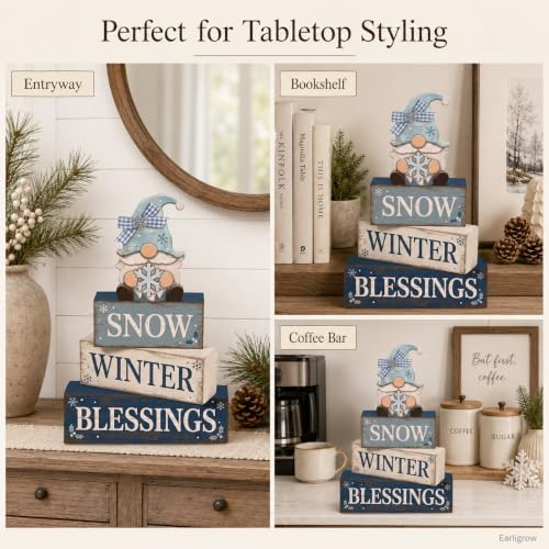 Christmas Decorations Indoor, Christmas Winter Snowflake Gnome Home Decor, alternate view 6
