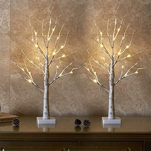 Christmas Decorations Indoor Lighted Birch Tree Home Decor, 2Pack 24 LED Light Up Tabletop Mini Small Artificial