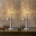 Christmas Decorations Indoor Lighted Birch Tree Home Decor, 2Pack 24 LED Light Up Tabletop Mini Small Artificial