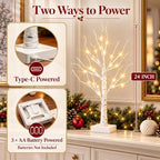 Christmas Decorations Indoor Lighted Birch Tree Home Decor, 2Pack 24 LED Light Up Tabletop Mini Small Artificial, alternate