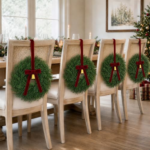 Christmas Decorations, Mini Christmas Wreaths for Cabinets with Bows Bells, alternate view 4