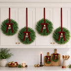 Christmas Decorations, Mini Christmas Wreaths for Cabinets with Bows Bells, alternate view 5