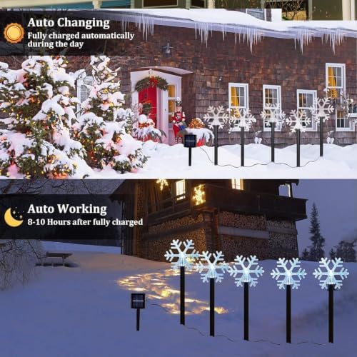 Christmas Decorations Outdoor, Snowflake Pathway Lights, 10 PCS, alternate view 2