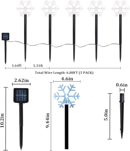 Christmas Decorations Outdoor, Snowflake Pathway Lights, 10 PCS, alternate view 3