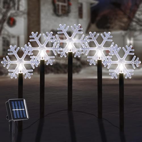 Christmas Decorations Outdoor, Snowflake Pathway Lights, 5 PCS
