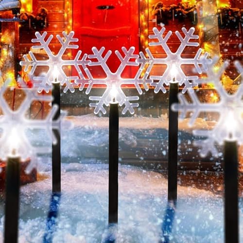 Christmas Decorations Outdoor, Snowflake Pathway Lights, 5 PCS, alternate view 5