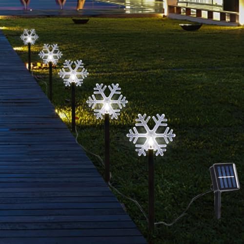 Christmas Decorations Outdoor, Snowflake Pathway Lights, 5 PCS, alternate view 6