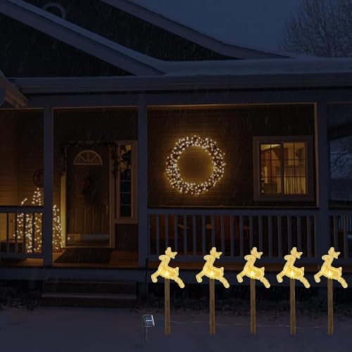 Christmas Decorations Outdoor, Solar Elk Pathway Lights, 5 PCS, alternate view 5