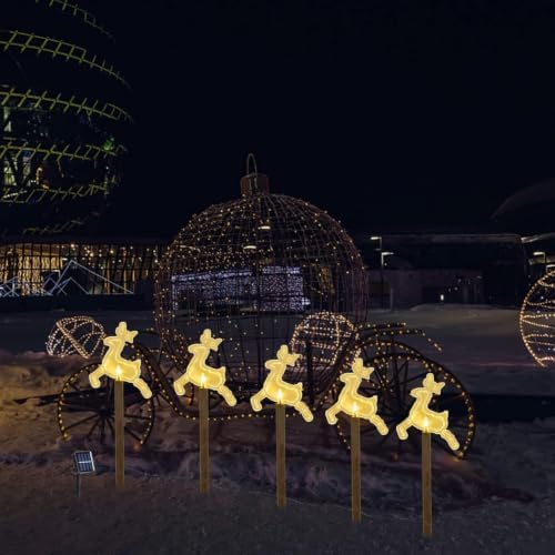 Christmas Decorations Outdoor, Solar Elk Pathway Lights, 5 PCS, alternate view 7