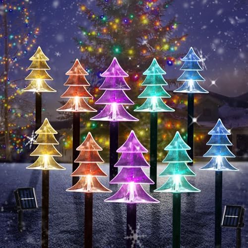 Christmas Decorations Outdoor, Solar Tree Pathway Lights, 10 PCS