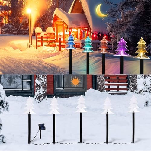 Christmas Decorations Outdoor, Solar Tree Pathway Lights, 10 PCS, alternate view 2