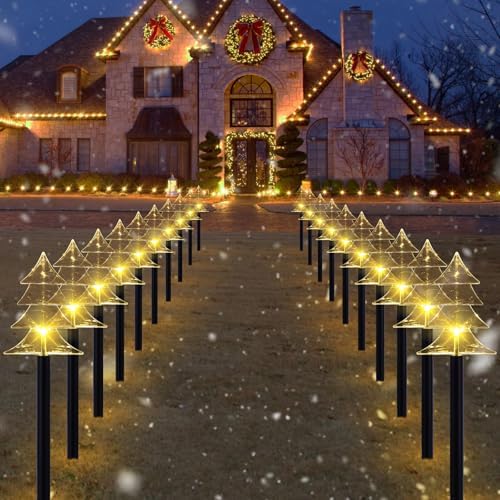 Christmas Decorations Outdoor, Solar Tree Pathway Lights, 20 PCS