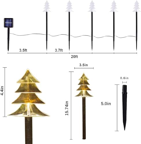 Christmas Decorations Outdoor, Solar Tree Pathway Lights, 20 PCS, alternate view 3