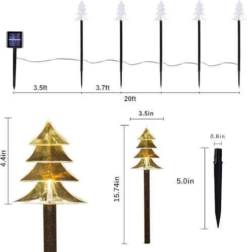 Christmas Decorations Outdoor, Solar Tree Pathway Lights, 5 PCS, alternate view 2