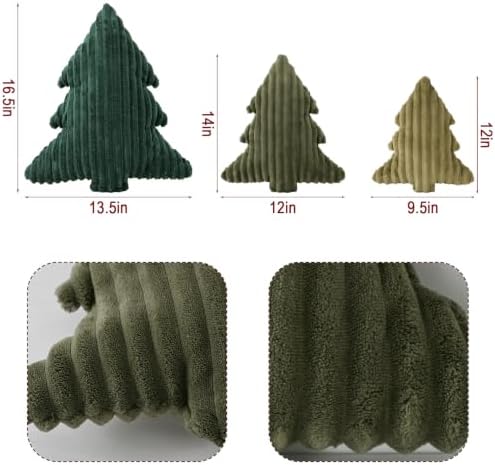 Christmas Decorations Plush Throw Pillows: Soft Green Velvet Christmas Tree Shaped Pillow, Cute Rustic Stuffed, alternate