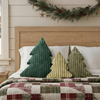 Christmas Decorations Plush Throw Pillows: Soft Green Velvet Christmas Tree Shaped Pillow, Cute Rustic Stuffed, alternate