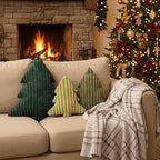 Christmas Decorations Plush Throw Pillows: Soft Green Velvet Christmas Tree Shaped Pillow, Cute Rustic Stuffed, alternate