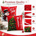 Christmas Decorations - Set of 4 Double-Sided Print Christmas Pillow Covers in Red Green, alternate view 5