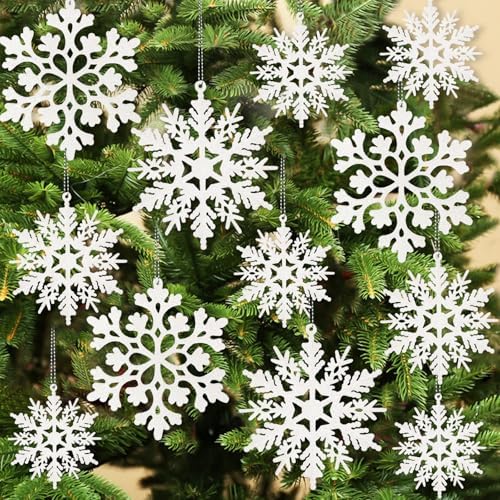 Christmas Decorations Snowflake Ornament White for Tree Decor Craft