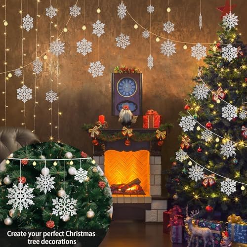 Christmas Decorations Snowflake Ornament White for Tree Decor Craft, alternate view 2