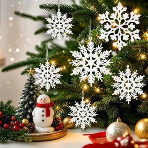 Christmas Decorations Snowflake Ornament White for Tree Decor Craft, alternate view 3