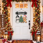 Christmas Decorations Snowman Gingerbread Christmas Tree Welcome Wood Sign, alternate view 2