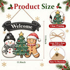 Christmas Decorations Snowman Gingerbread Christmas Tree Welcome Wood Sign, alternate view 3