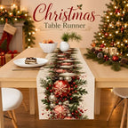 Christmas Decorations - Xmas Balls Snowflake Pine Cone Table Runner, alternate view 4