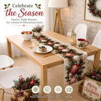 Christmas Decorations - Xmas Balls Snowflake Pine Cone Table Runner, alternate view 6