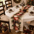 Christmas Decorations - Xmas Balls Snowflake Pine Cone Table Runner, alternate view 7