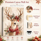 Christmas Deer Canvas Wall Art, Reindeer with Red Scarf Canvas Prints, alternate view 5