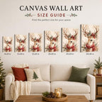 Christmas Deer Canvas Wall Art, Reindeer with Red Scarf Canvas Prints, alternate view 6