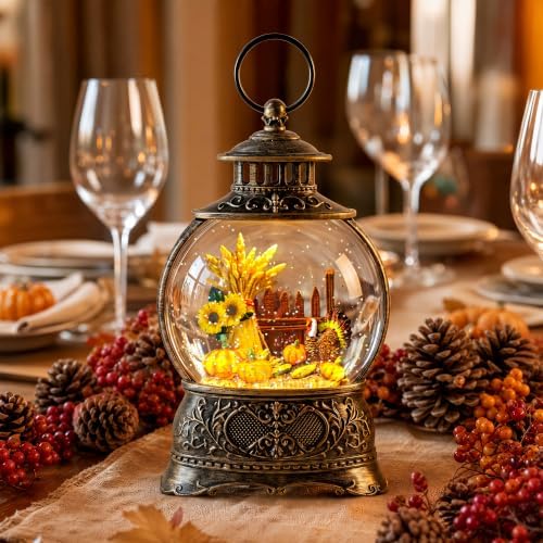 Christmas Fall Snow Globes Thanksgiving Water Lantern Swirling Glitter Snow Globe for Autumn Harvest Day, alternate view 6