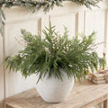 Christmas Faux Arrangement for Centerpieces - Pine Branches & White Berries in Pine & Berry