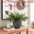Christmas Faux Arrangement for Centerpieces - Pine Branches & White Berries in Pine & Berry, alternate view 2