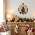 Christmas Flower Tree Round Framed Wall Art 10"x10", alternate view 3